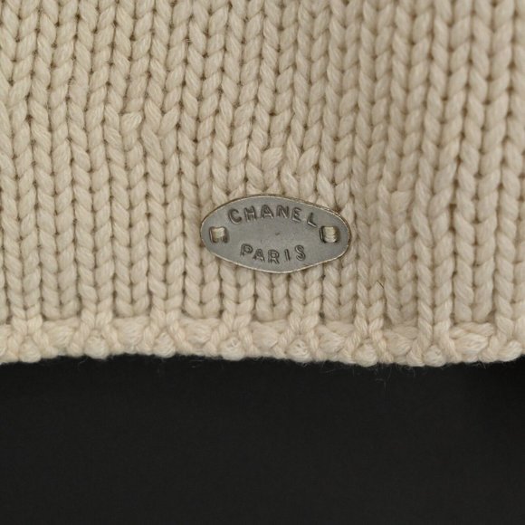 CHANEL Womens VTG Cream Cashmere Sweater Long Sleeve Chunky Knit Sz US 4 / IT 40 - Picture 5 of 10